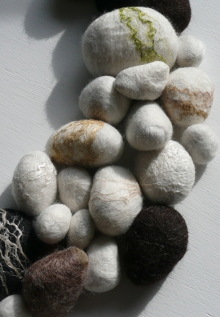 detail of felt rocks